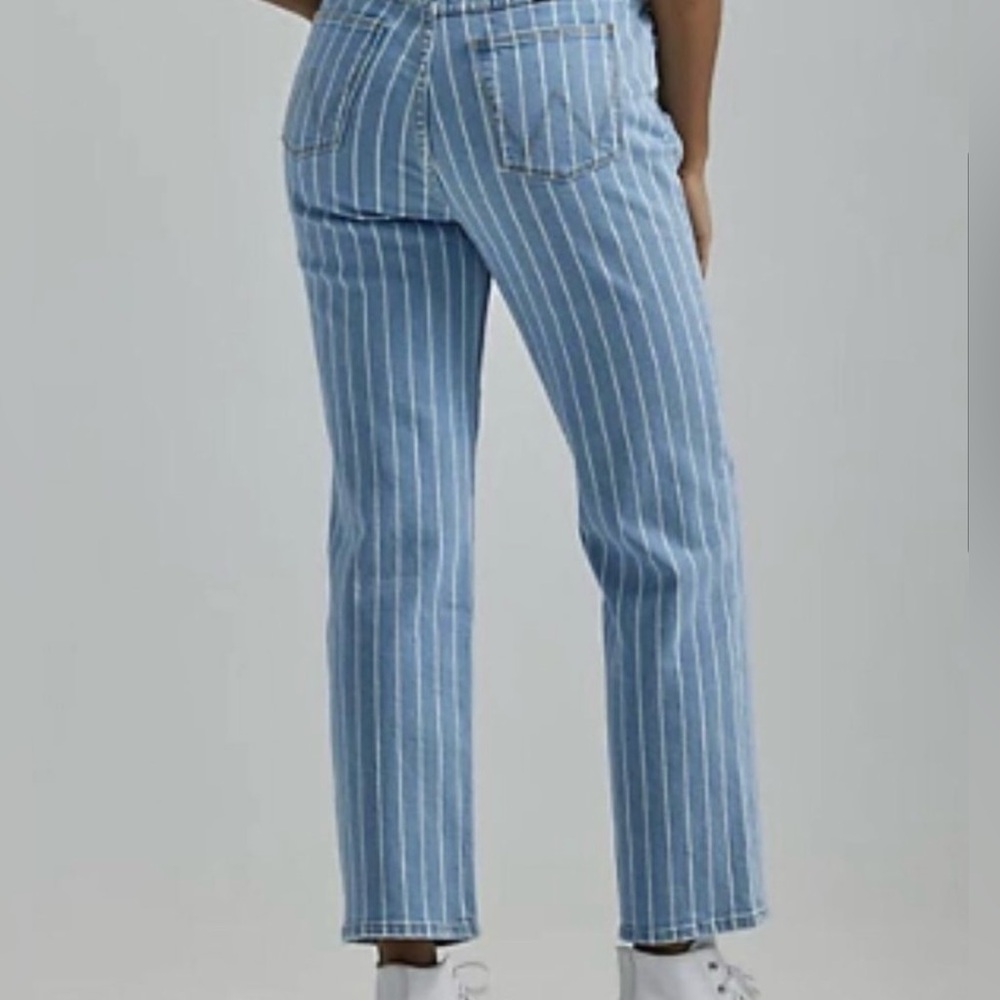 Wrangler High Rise Rodeo Straight Crop Striped Jeans Size 6 - Picture 3 of 9